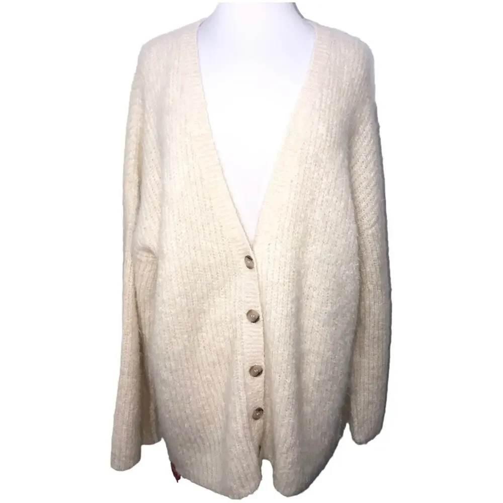 Frame Denim Lounge Cardi in Off White Alpaca Large NWT